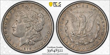 1878 8TF $1 VAM 20 Doubled Date VF35