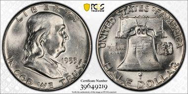 1953 50C Obv Die Clash FS-402 MS63FBL