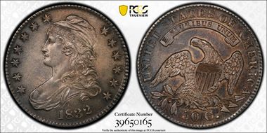 1832 50C Small Letters AU58