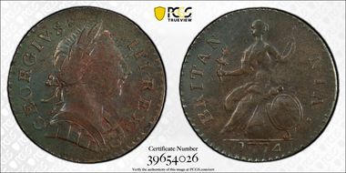 '1774' 1/2P Machin's, Vlack 5-74A N1BN