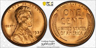 1937 1C MS67+ RD