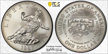 1997-S $1 Jackie Robinson MS70