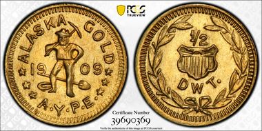 (1909) 1/2 PW X-Tn3 Alaska Gold MS62