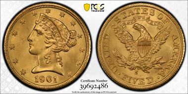 1901-S $5 MS65