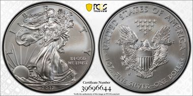 2012-W $1 Burnished Silver Eagle SP69