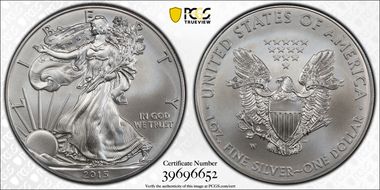 2015-W $1 Burnished Silver Eagle SP69