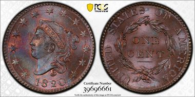1820 1C Large Date MS65+ BN