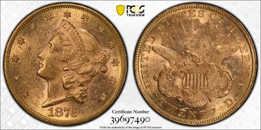 1876 $20 MS60