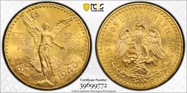 1943 (50 P) KM-482  Au MS65