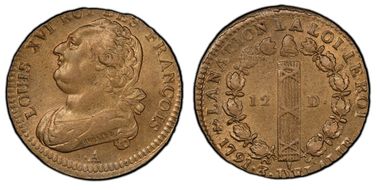 1791-•A 12 Den Gad-15 AE Lyre MS63BN