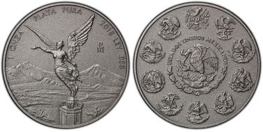 2018-Mo Onza Libertad Ag - Antiqued SP70