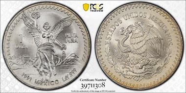 1991-Mo Onza Libertad Ag T2 - PLaTA PuRA MS66