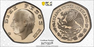 1982-Mo 10 Peso KM-477.2 PR68DCAM