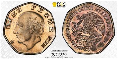 1982-Mo 10 Peso KM-477.2 PR66CAM