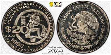1982-Mo 20 Peso KM-486 PR68DCAM