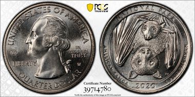 2020-W 25C American Samoa NP V75 Early Find MS65