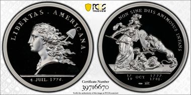 (1776) Medal Libertas Americana Ag 2015 Restrike - 1 oz. PR68DCAM