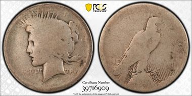 1921 $1 High Relief, Peace AG3