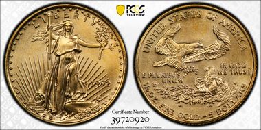 1992 $5 Gold Eagle MS68