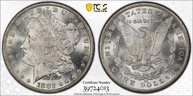 1882-CC $1 VAM 2A, Clashed Die MS63