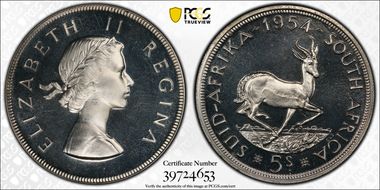 1954 5 Shil PR65+ CAM