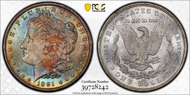1891-CC $1 VAM 3, Spitting Eagle MS65