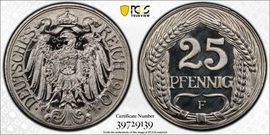 1910-F 25 Pfg J-18 PR67DCAM