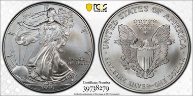 1999 $1 Silver Eagle MS69