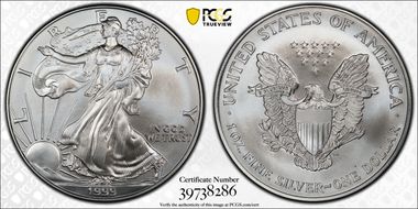 1999 $1 Silver Eagle MS68