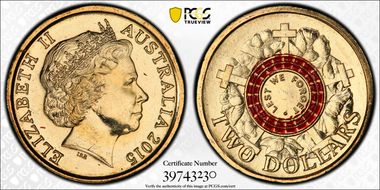 2015 $2 Lest We Forget Colorized MS67