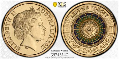 2017-C $2 Lest We Forget Colorized MS68