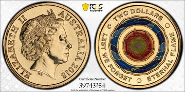 2018-C $2 Lest We Forget Eternal Flame Colorized MS68