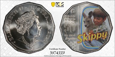 2020 50C Skippy-The Bush Kangaroo Colorized MS69