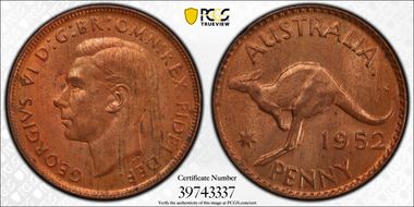 1952 A. (p) 1D London Reverse MS64RB