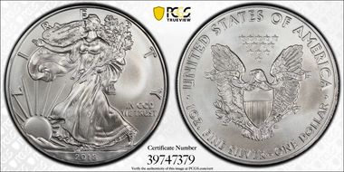 2018 $1 Silver Eagle MS70