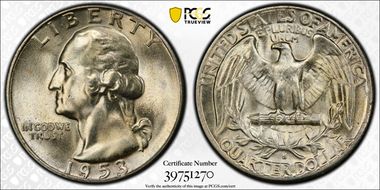 1953-S 25C MS65