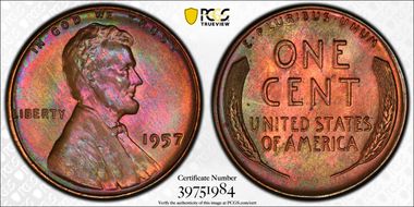 1957 1C MS67BN