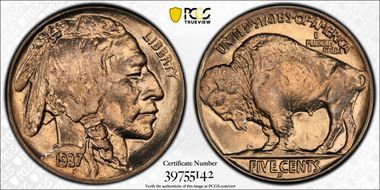 1937-D 5C MS66