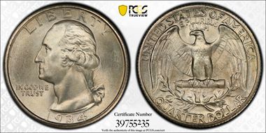 1934 25C Medium Motto MS67