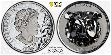 2020 $25 Grizzly Bear Multifaceted High Relief PR69DCAM