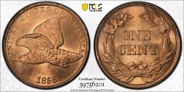 1858 1C Low Leaves, FS-901 MS66