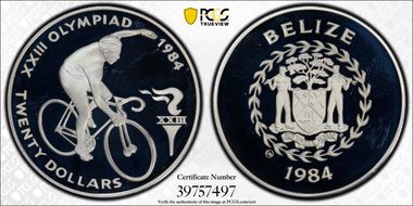 1984-CHI $20 Olympics KM-79 PR67DCAM