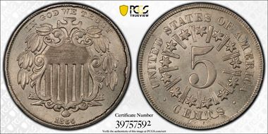 1866 5C Rays MS65+