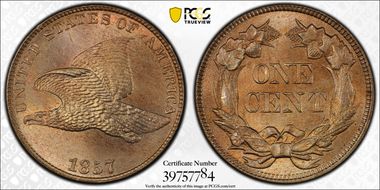 1857 1C Flying Eagle MS66
