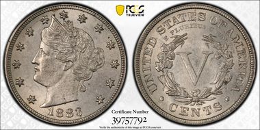 1883 5C With CENTS MS62