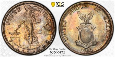 1944-S 50C KM-183  Ag MS64