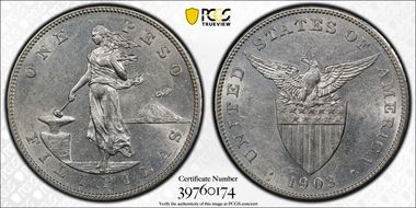 1903-S Peso KM-168  Ag AU58
