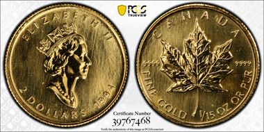 1994 $2 Maple Leaf Au MS69