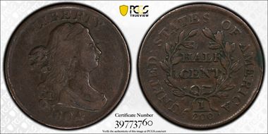 1804 1/2C Plain 4, No Stems VF30BN