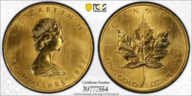 1981 $50 Maple Leaf/Au MS65